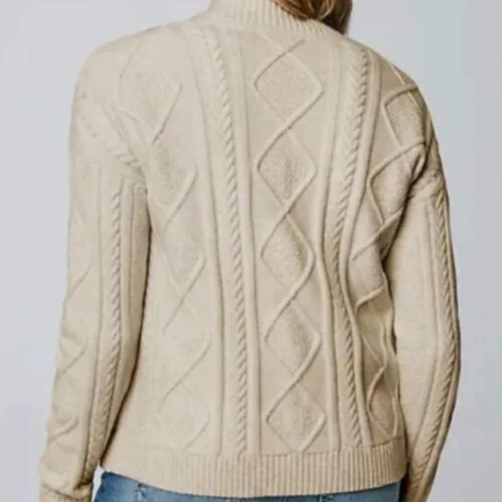 J. Jill Oatmeal Heather Cable Knit Cardigan Sweater Size L NWT - Picture 2 of 7
